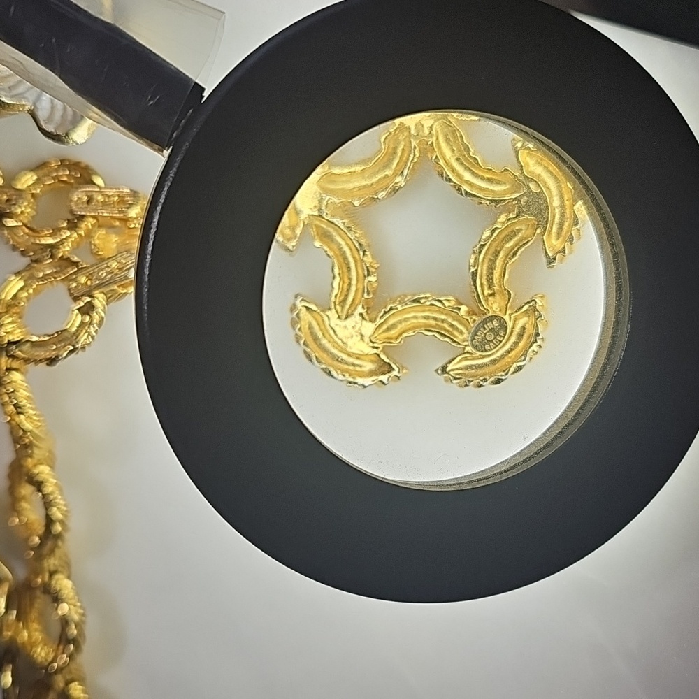 Vintage Pauline Rader Goldette 1970s Long Goldtone Rope Link Pendant Necklace - Picture 4 of 6